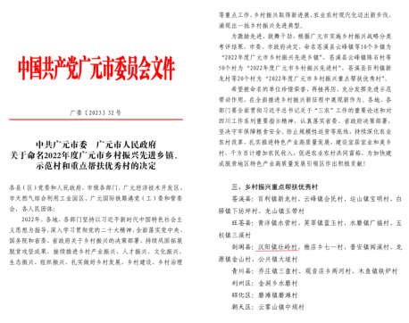 市農(nóng)發(fā)集團(tuán)幫扶重點(diǎn)村被命名為2022年度廣元市鄉(xiāng)村振興重點(diǎn)幫扶優(yōu)秀村